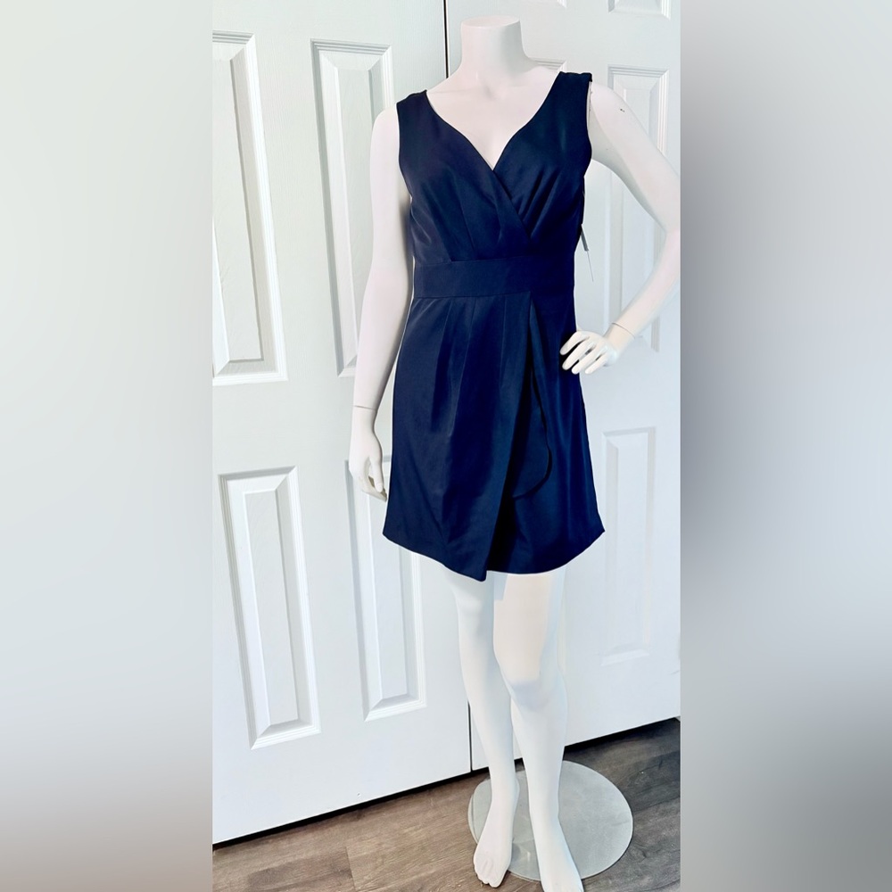 ALFRED SUNG Navy Mini Dress V-neck Sleeveless - New with Tags - Picture 3 of 9